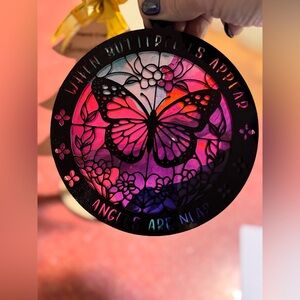 Handmade Butterfly “when butterflies appear angels are near” Acrylic Suncatcher